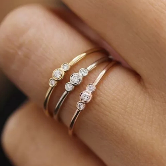 3 White Rhodium Stackable rings 5 - Picture 5 of 8